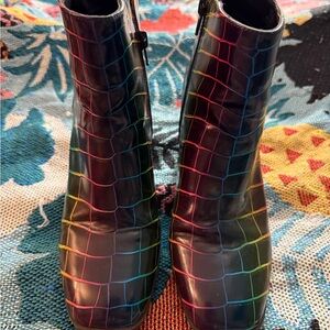 Mix No. 6 Multicolor Grid Ankle Boots